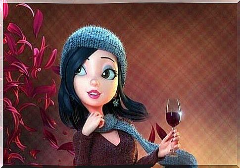 woman-with-hat-and-scarf-drinking-wine