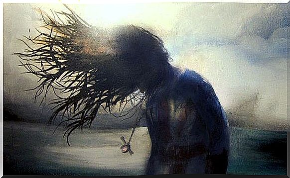 woman with hair in the wind