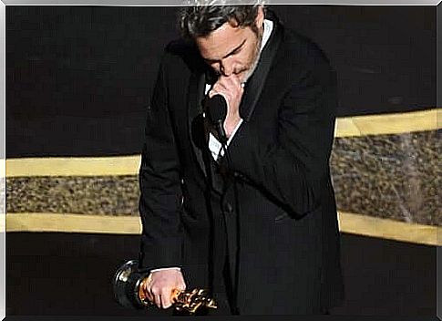 Joaquin Phoenix speaking after winning the Oscar