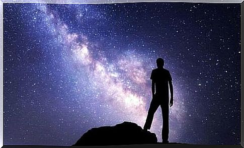 Man who contemplates the universe knowing that life is here and now