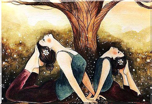 mother, daughter and tree