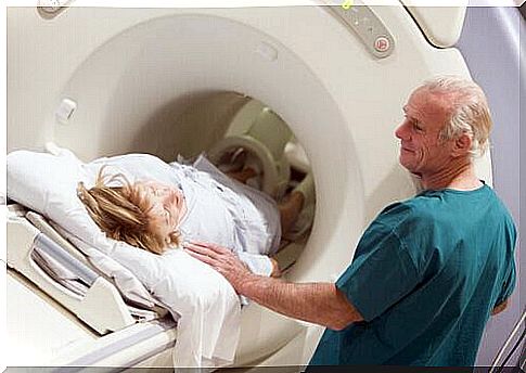 Woman doing a CT scan