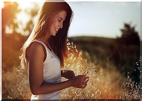 Happy girl in a field 