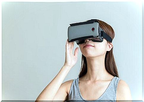 Woman with virtual mask