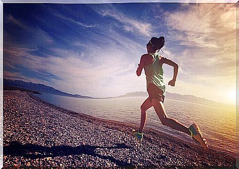 Girl running on the beach