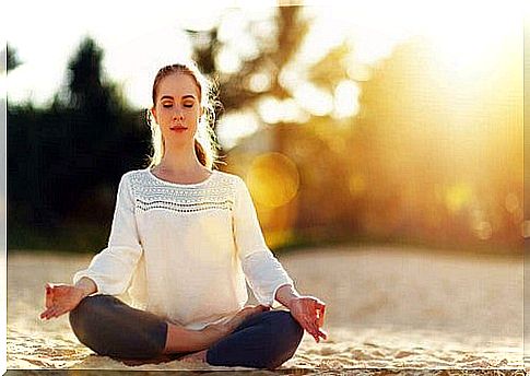 Young man meditating